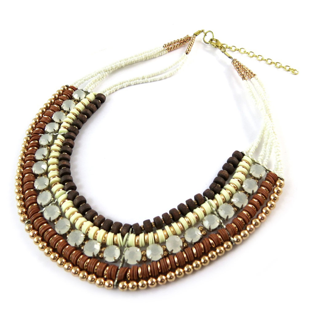 Collier Créateur \'Kilimanjaro\' marron doré - [N8805]