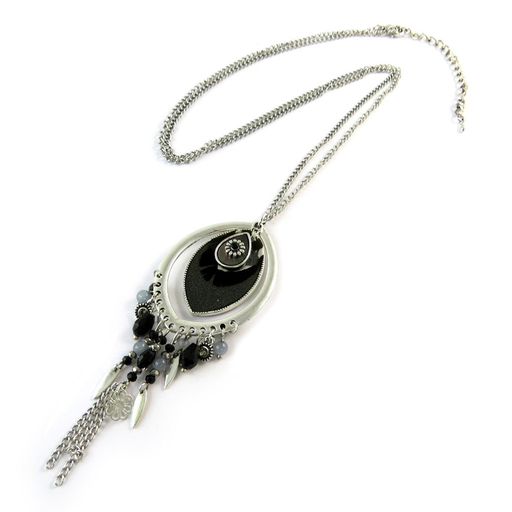 Collier Créateur \'Altaï\' noir argenté - [N8827]