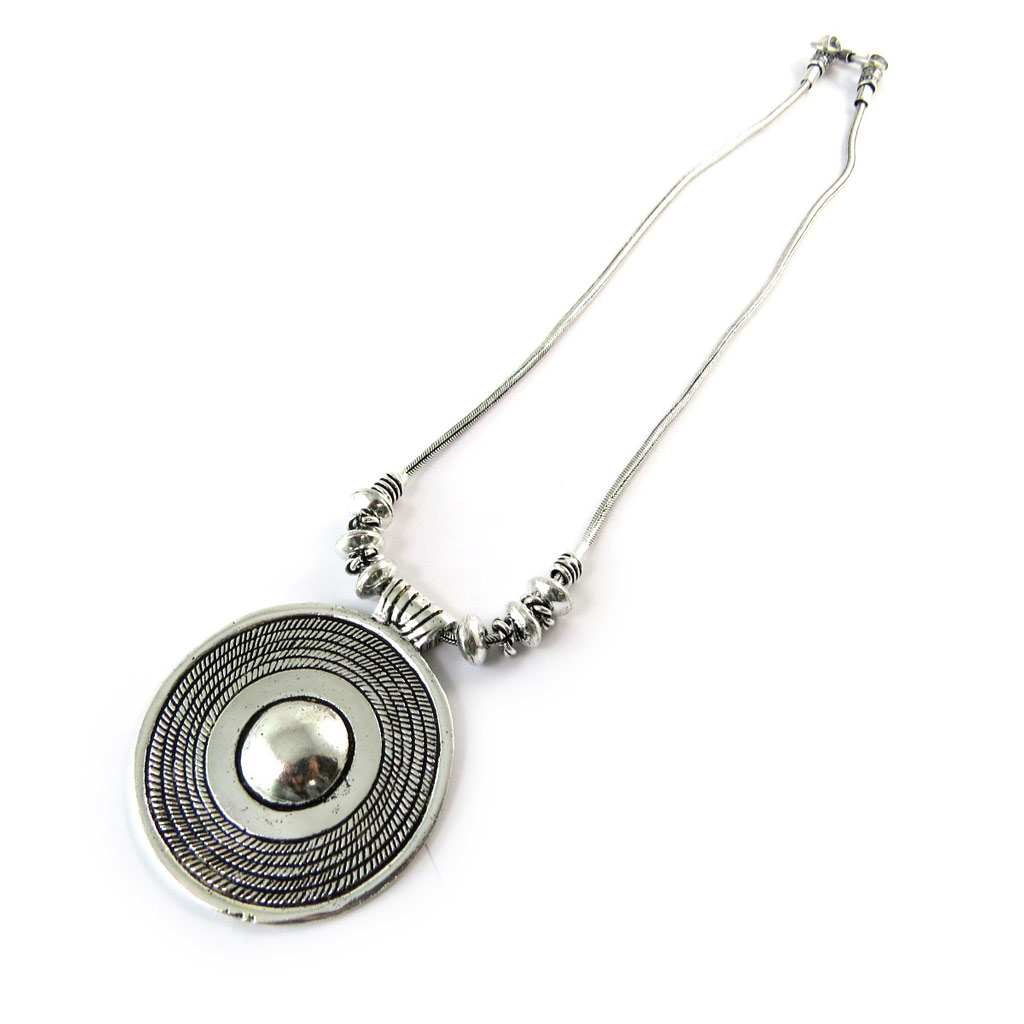 Collier créateur \'Cléopatra\' argenté - [N8835]