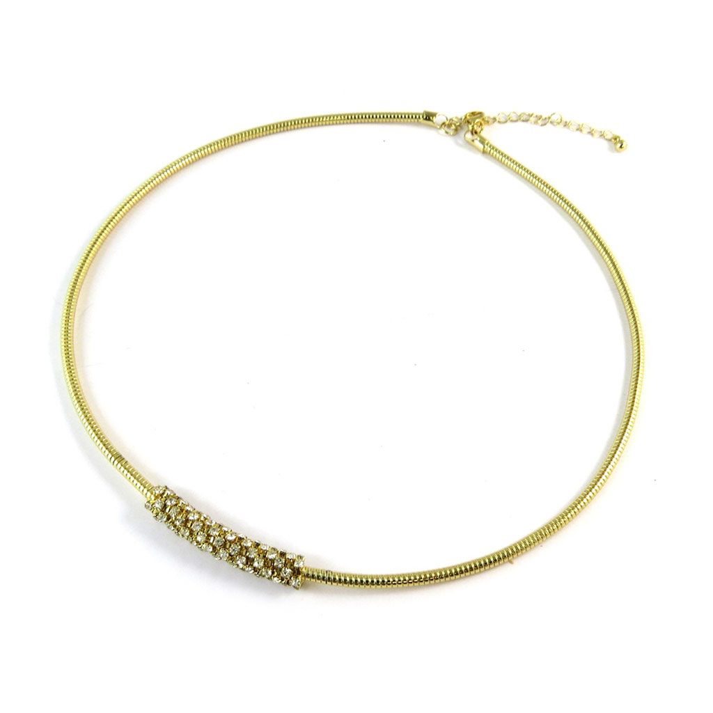 Collier Créateur \'Sissi\' blanc doré  - [N8842]