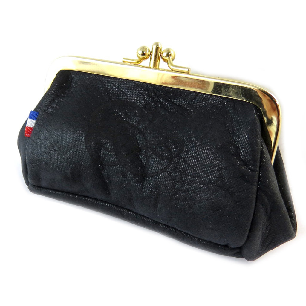 Porte-monnaie cuir pailleté \'Les Trésors De Lily\' noir (2 compartiments) - 125x7x45 cm - [N8932]