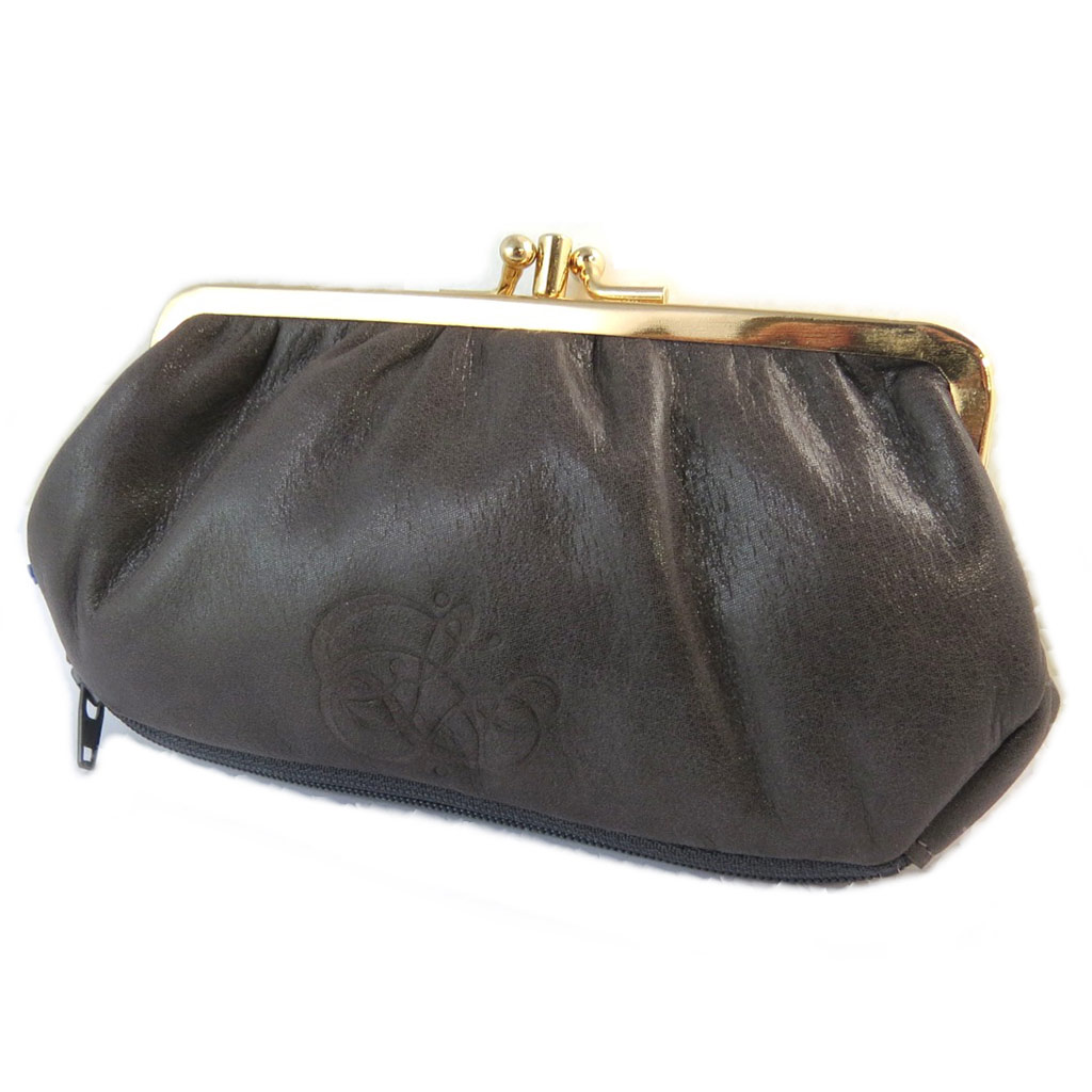 Porte-monnaie cuir pailleté \'Les Trésors De Lily\' gris fumé (3 compartiments) - 175x10x4 cm - [N9022]