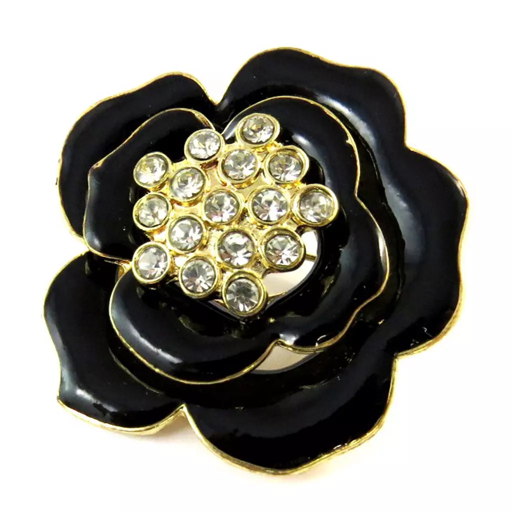 les trésors de lily Broche Créateur 'Rosa Romantica' noir doré [N9304]