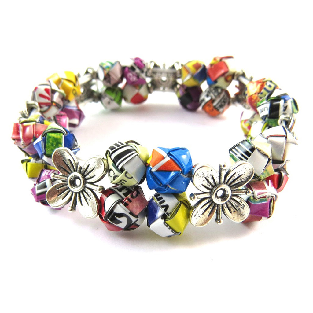 Bracelet artisanal \'New Life\' multicolore (fait main) - 55 mm 15 mm - [N9510]