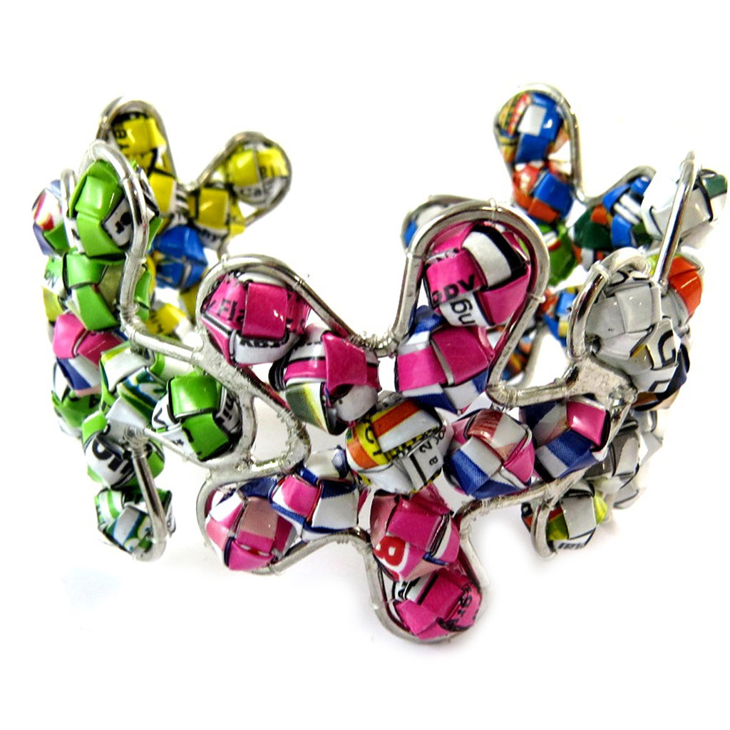 Bracelet artisanal \'New Life\' multicolore (fait main) - 60 mm 45 mm - [N9513]
