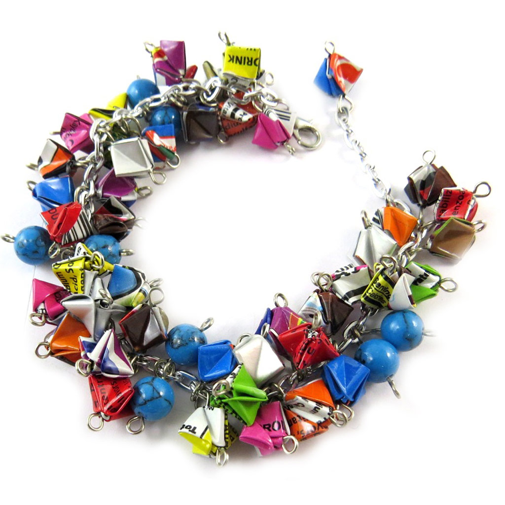 Bracelet artisanal \'New Life\' multicolore (fait main) - [N9523]