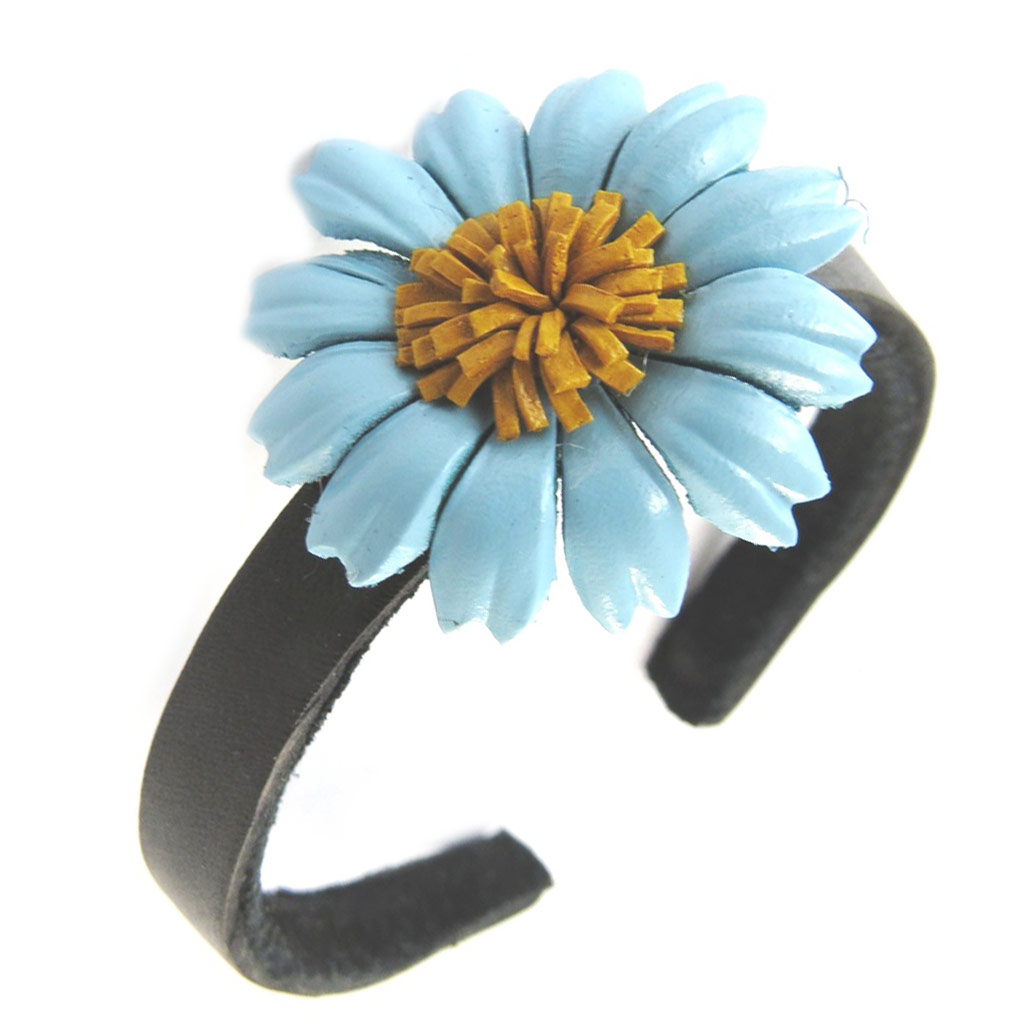 Bracelet artisanal cuir \'New Life\' bleu (fait main) - [N9549]