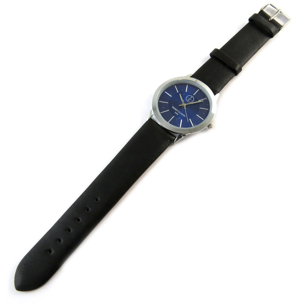 Montre créateur \'Trendy\' bleu noir argenté  - [N9859]