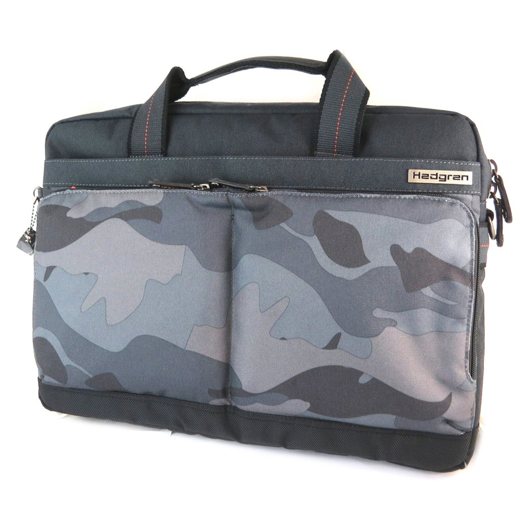 Serviette slim \'Hedgren\' gris camouflage noir (spécial ordinateur 15\') - 42x32x10 cm - [N9983]