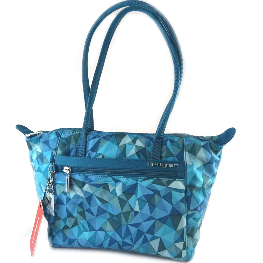 Sac \'Hedgren\' turquoise (triangles) - 39x23x10 cm - [P0080]