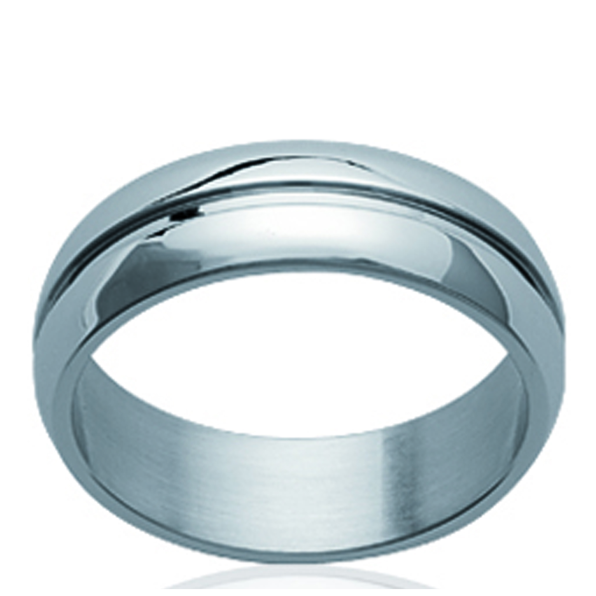 Bague alliance acier \'Peaceful\' argenté - 6 mm - [P0156]