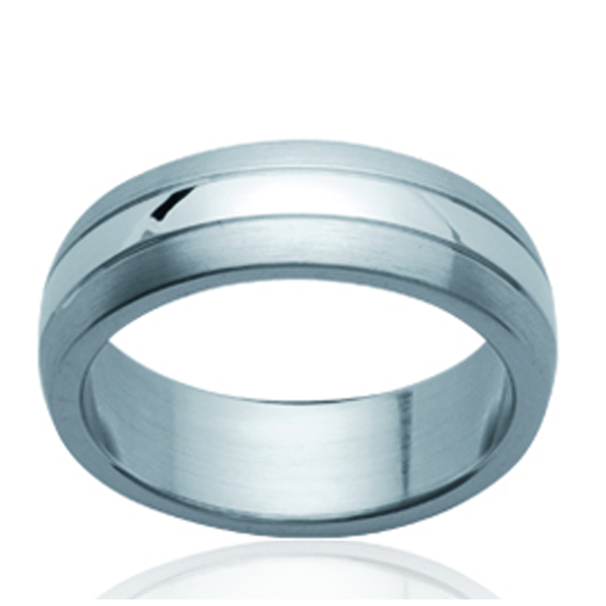 Bague alliance acier \'Peaceful\' gris argenté - 6 mm - [P0157]