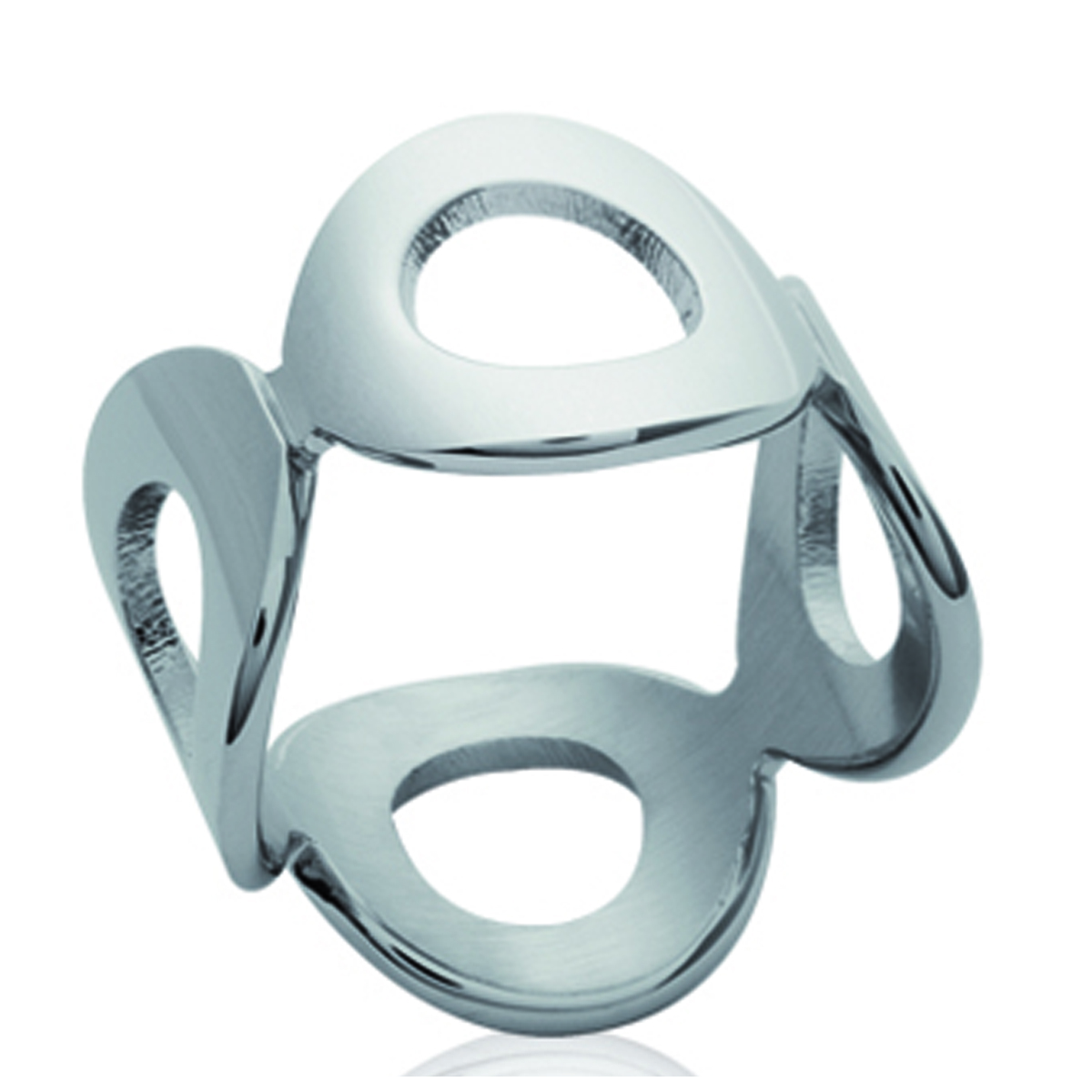 Bague acier \'Chorégraphie\' argenté - 13 mm - [P0162]