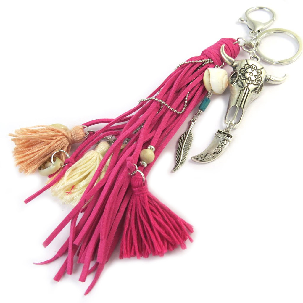 Bijoux de sac / Porte-Clés \'Navajos\' rose - 18 cm - [P0281]
