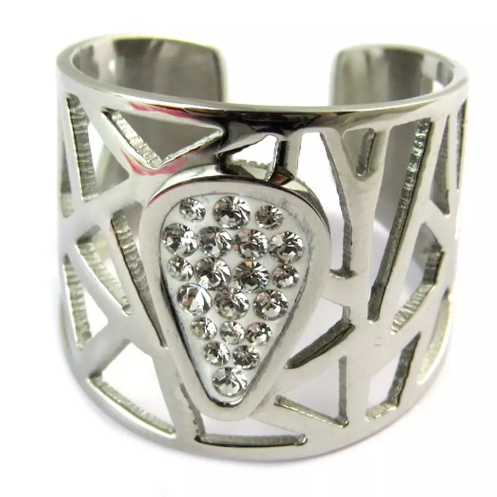 les trésors de lily Bague acier 'Calypso' blanc argenté [P0586]