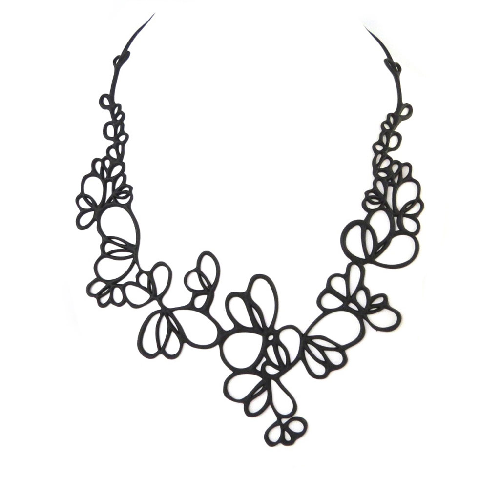 Collier Créateur \'Batucada\' noir (Blossom)  - [P0682]