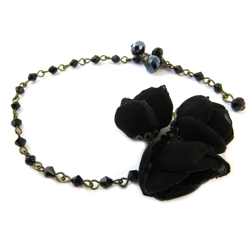 Bracelet artisanal \'Les Antoinettes\' noir (fait main) - [P0804]