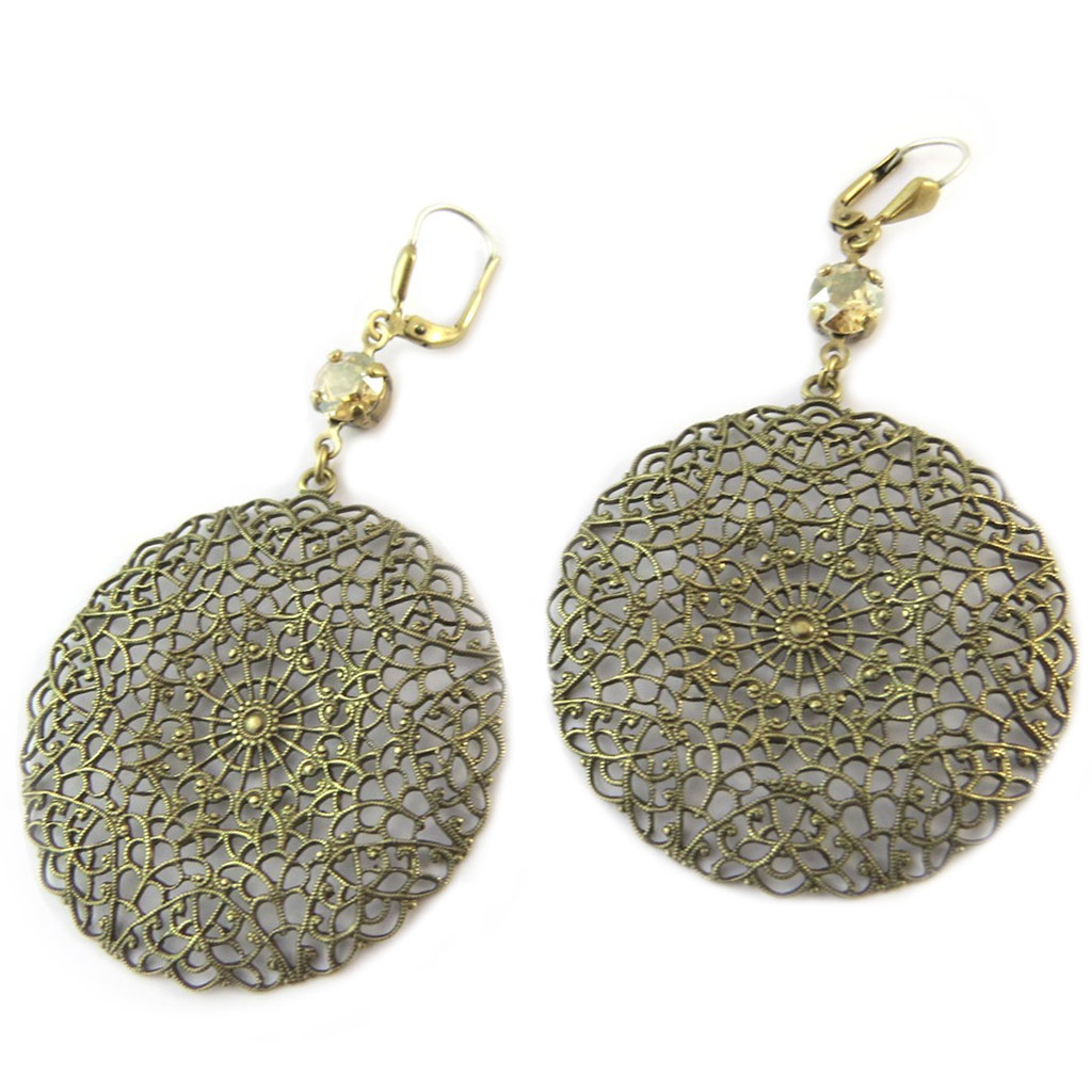 Dormeuses artisanales \'Tsarine\' doré - 50x40 mm - [P0846]