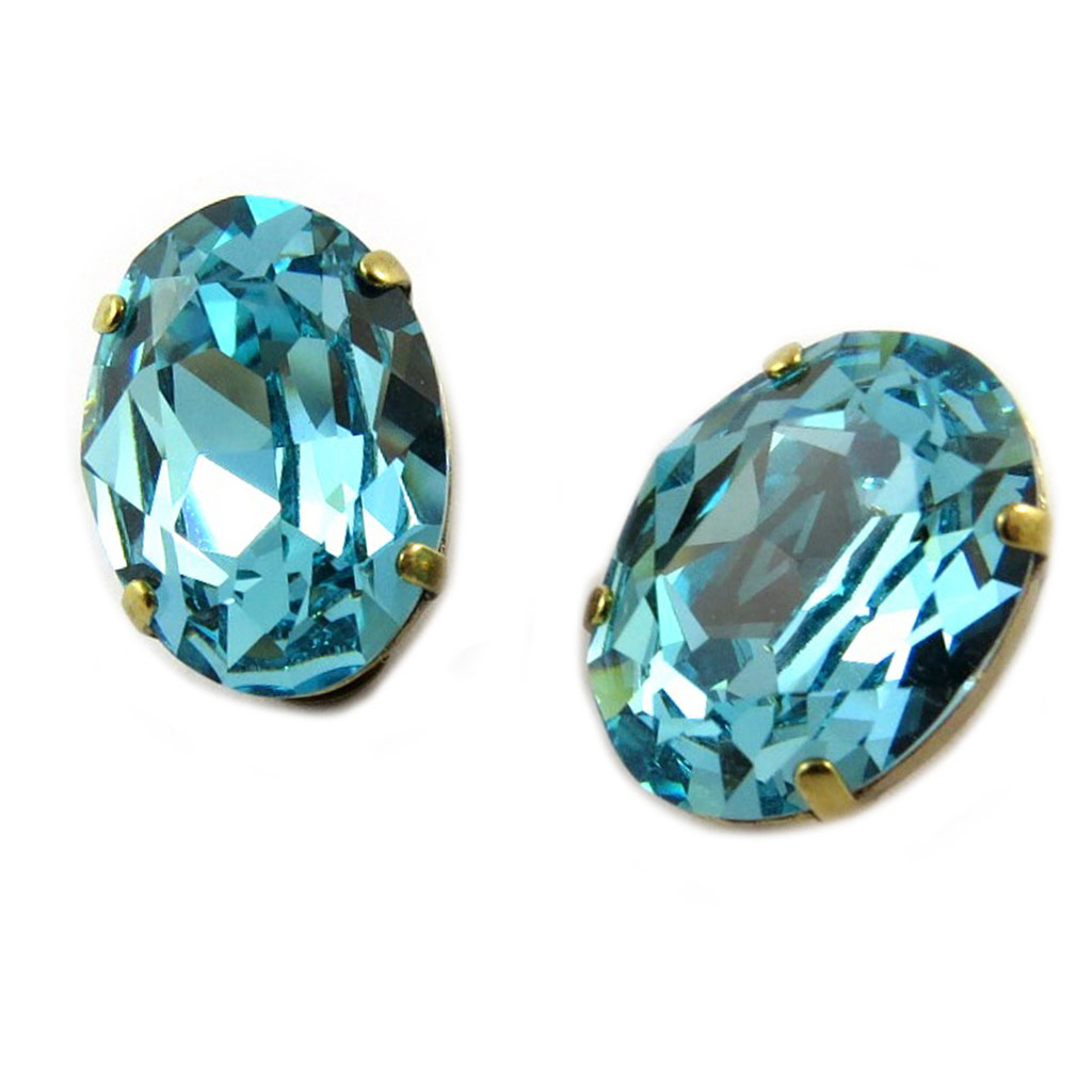 Clips d\'oreilles artisanales \'Tsarine\' turquoise clair - 18x13 mm - [P0872]