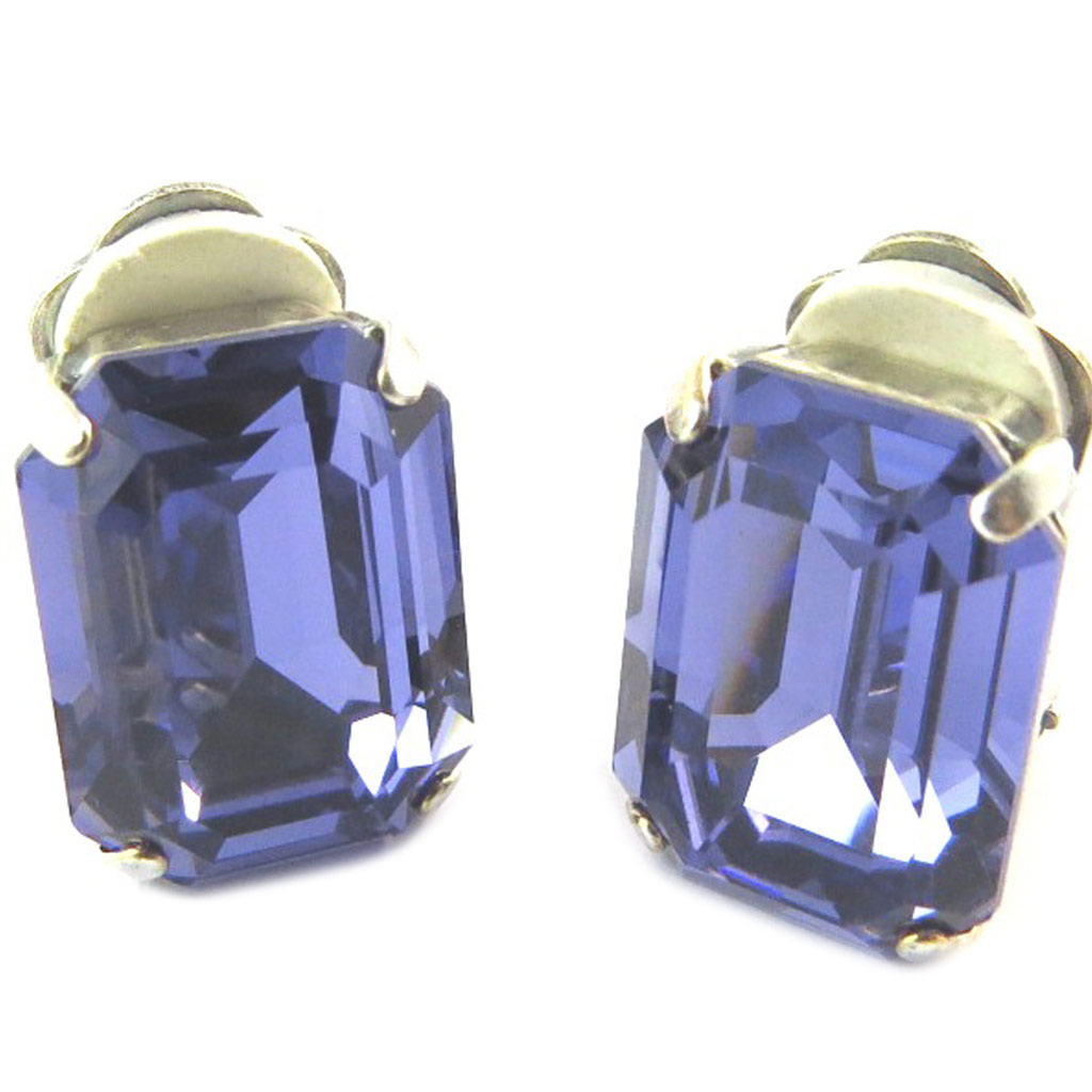 Clips d\'oreilles artisanales \'Tsarine\' violet tanzanite - 18x13 mm - [P0886]
