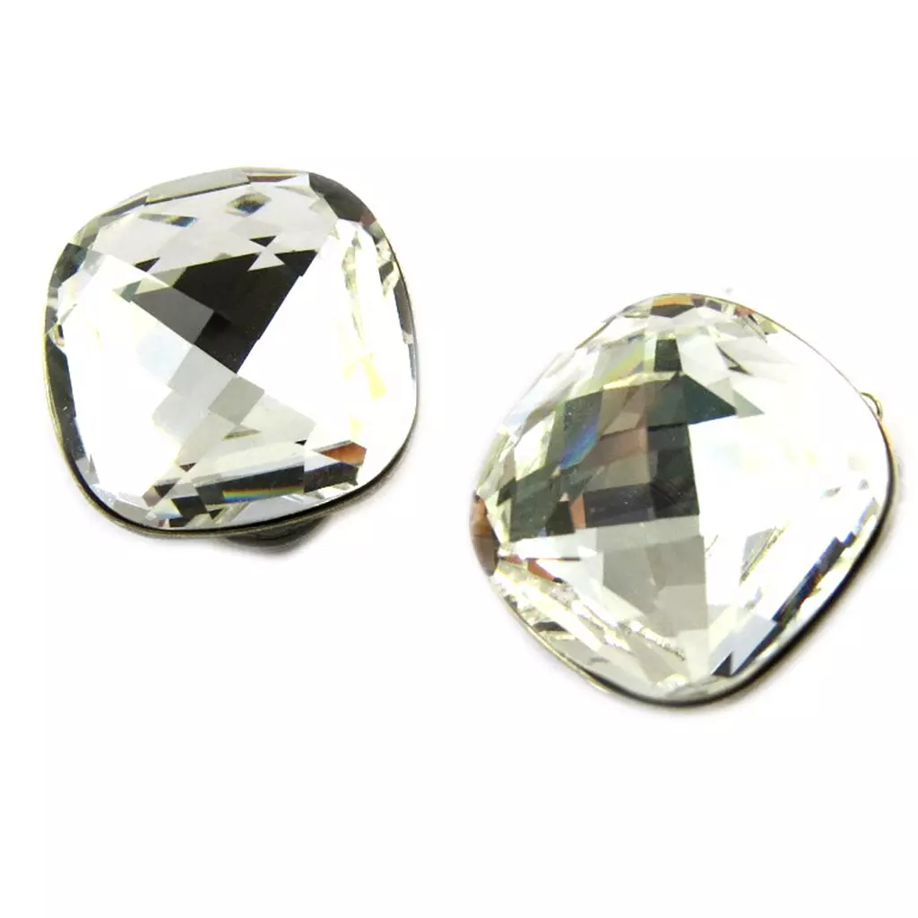 les trésors de lily Clips d'oreilles artisanales 'Tsarine' blanc cristal 15x15 mm [P0897]