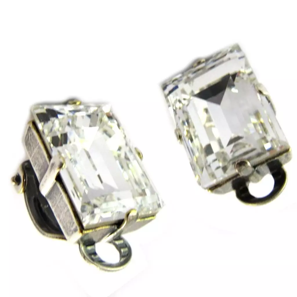 les trésors de lily Clips d'oreilles artisanales 'Tsarine' blanc cristal 14x10 mm [P0904]