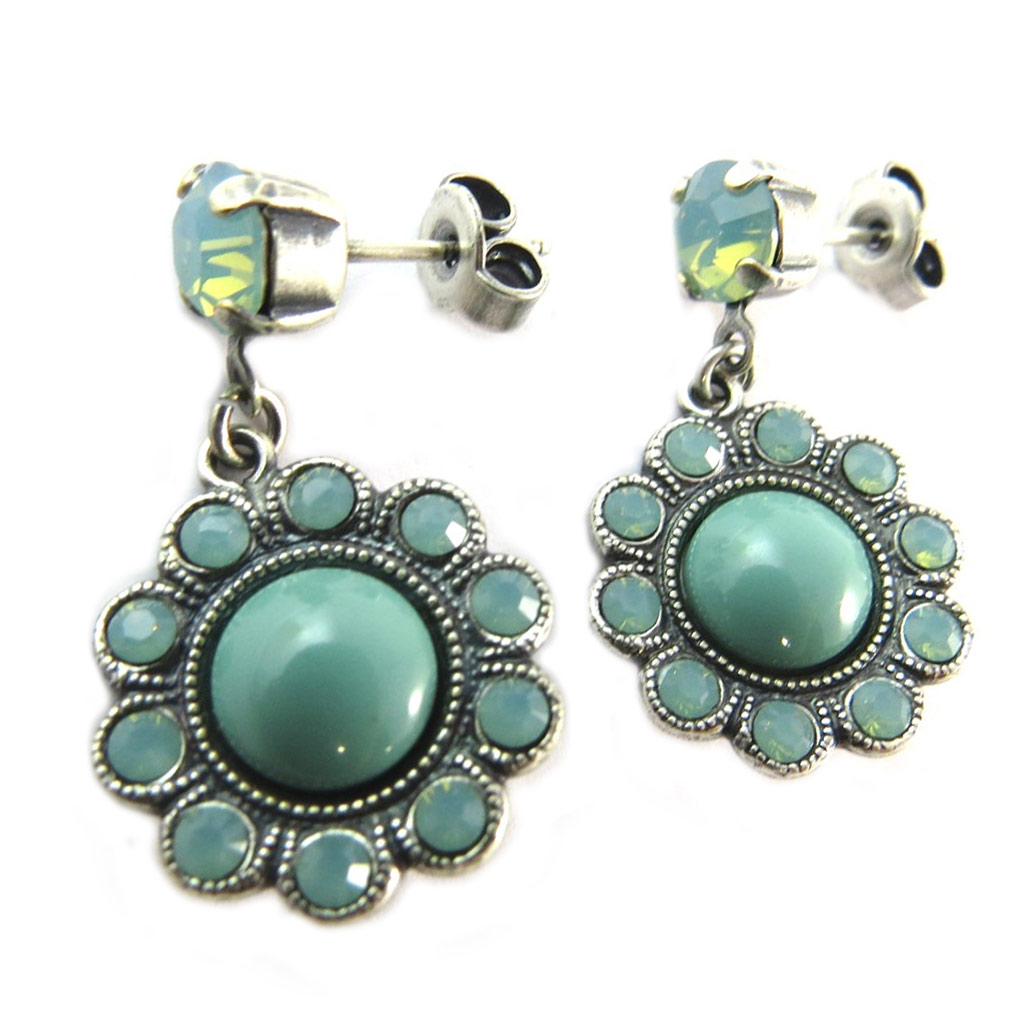 Boucles d\'oreilles artisanales \'Tsarine\' vert jade - 30x17 mm - [P0915]
