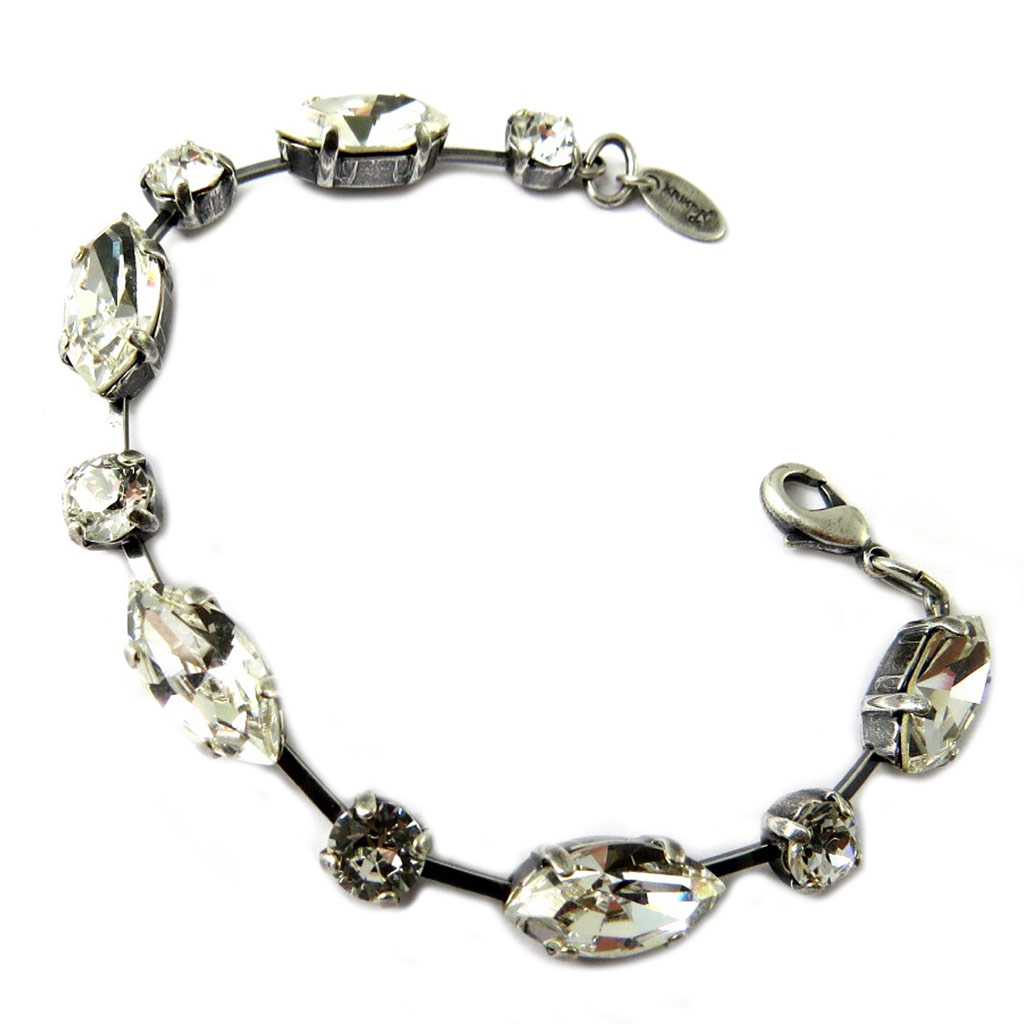 Bracelet artisanal \'Tsarine\' blanc cristal gris - [P0929]