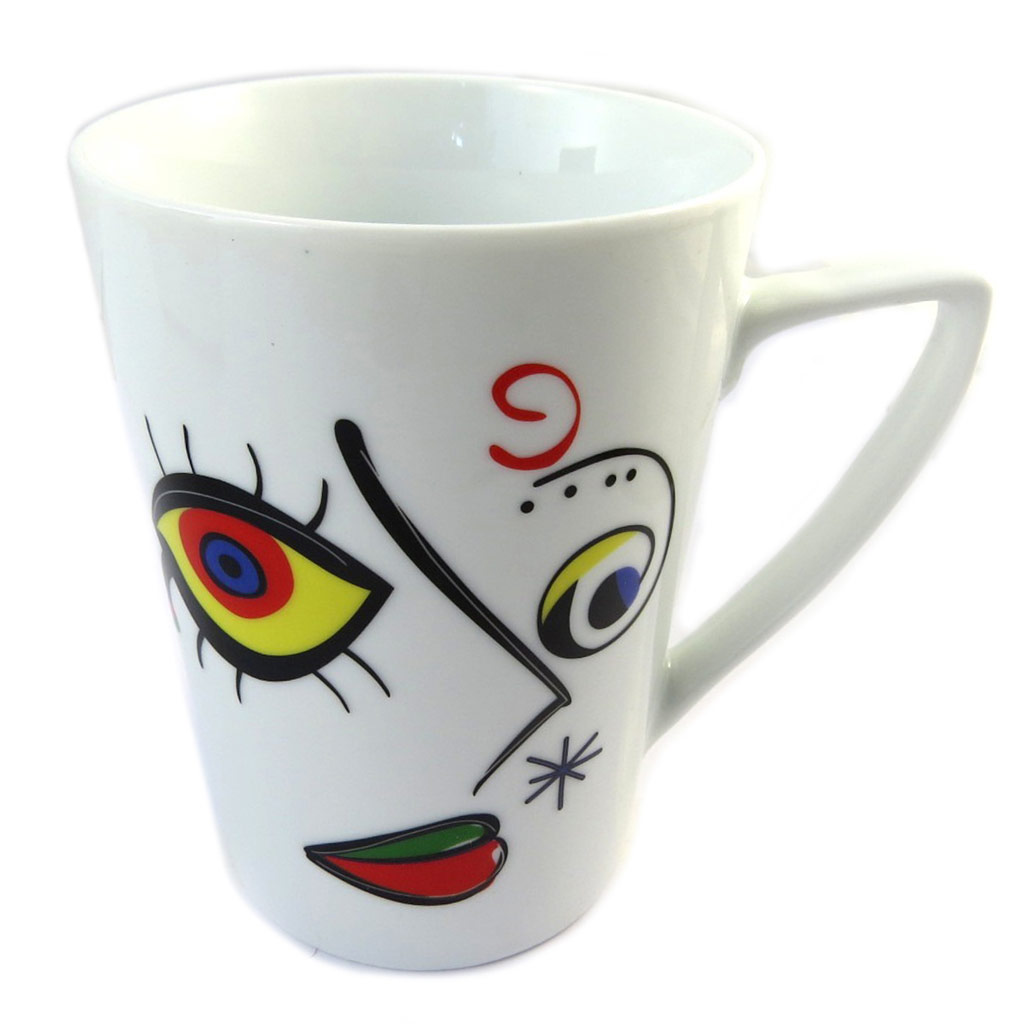 Mug porcelaine \'Arty\' visage - 12x9 cm - [P0995]