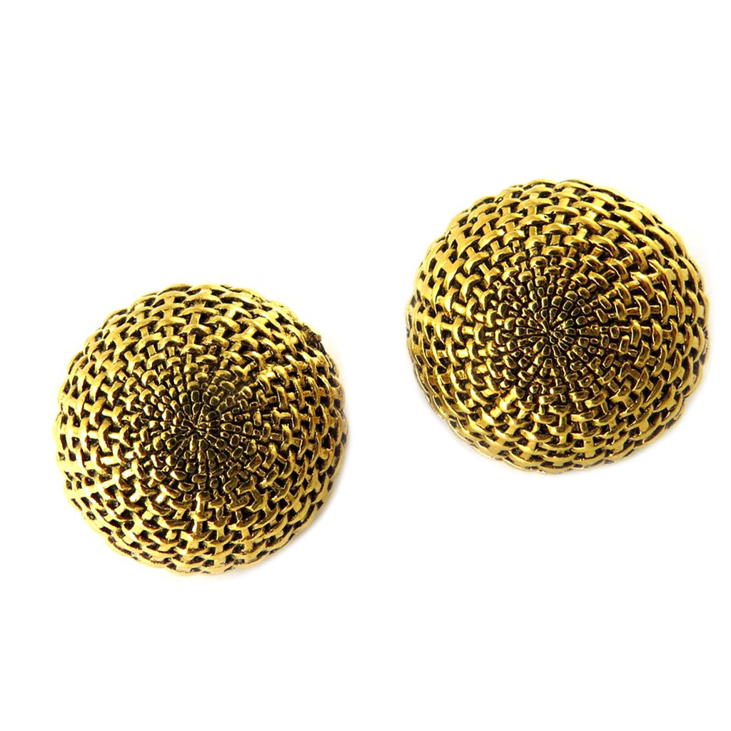 Clips d\'oreilles artisanales \'Constantinople\' doré - 20 mm - [P1287]