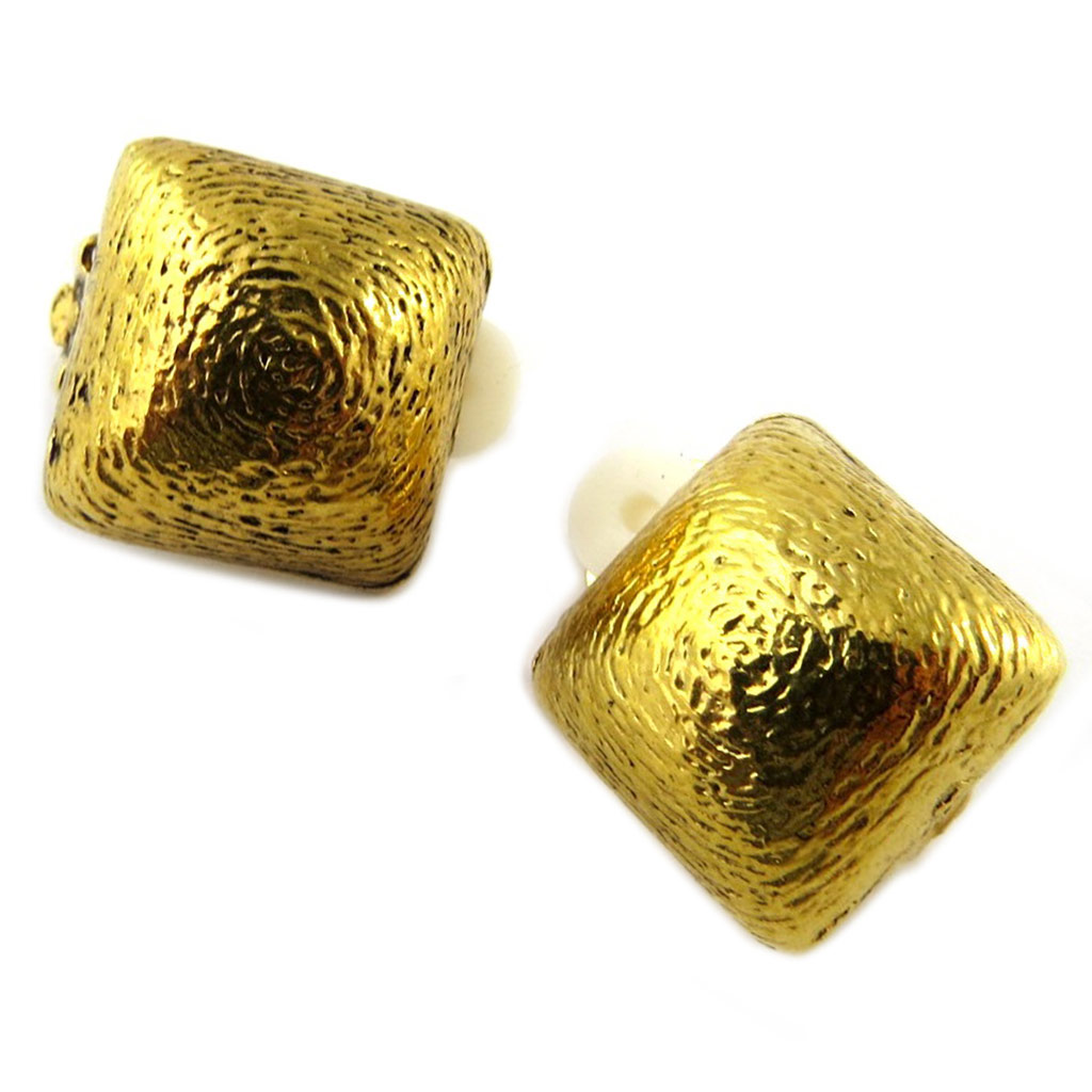 Clips d\'oreilles artisanales \'Constantinople\' doré - 17x17 mm - [P1288]