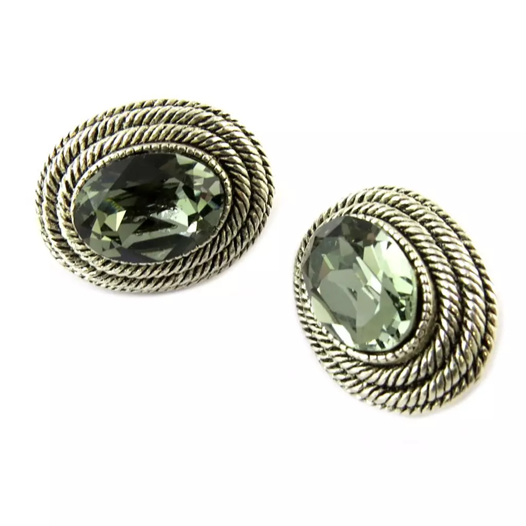 les trésors de lily Clips d'oreilles artisanales 'Constantinople' gris argenté 25x20 mm [P1291]