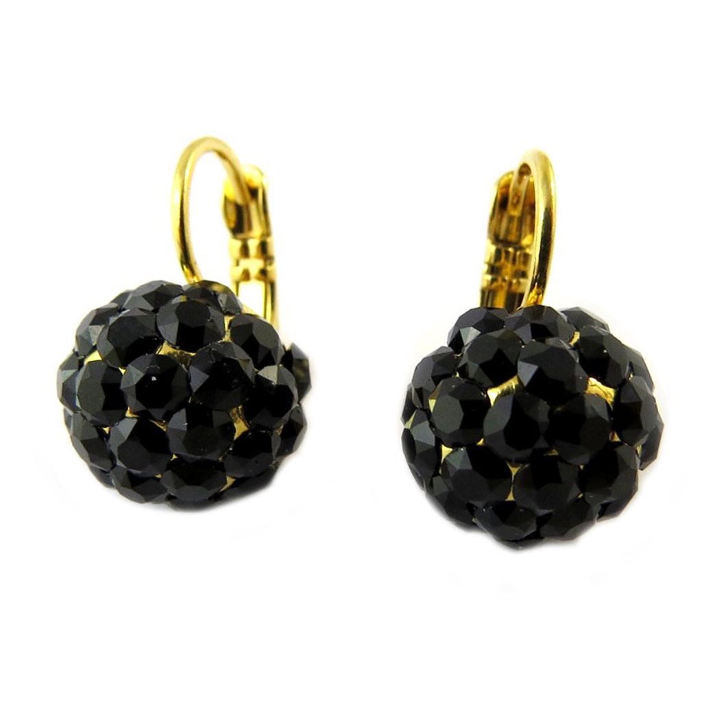 Dormeuses artisanales \'Constantinople\' noir doré - 11 mm - [P1296]