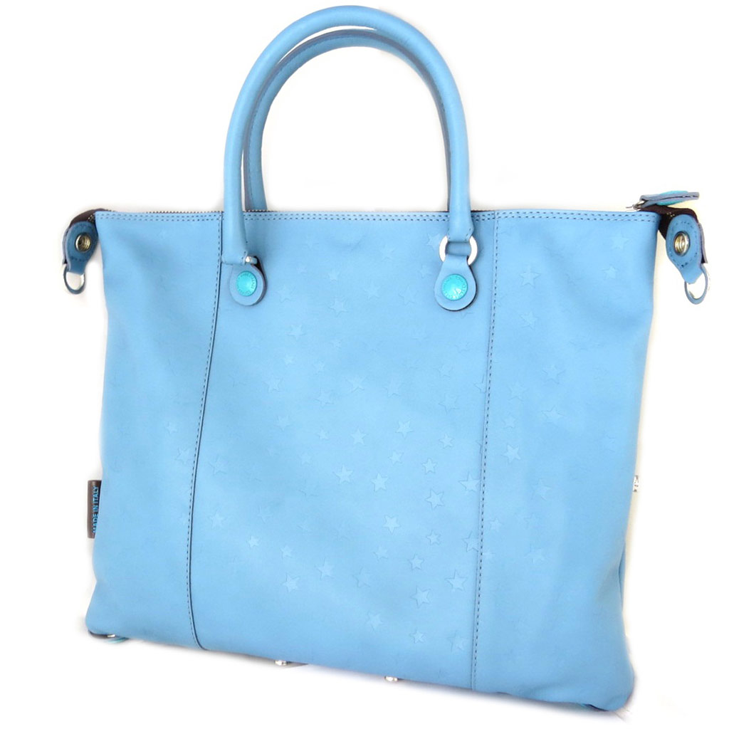 Sac cuir 3 en 1 \'Gabs\' bleu azur étoiles (M) - 36x29x2 cm - [P1468]