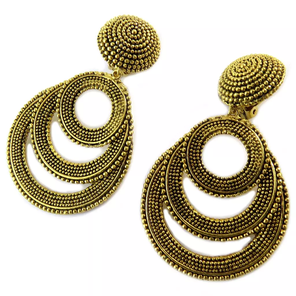 les trésors de lily Clips d'oreilles artisanales 'Constantinople' doré 78x45 mm [P1624]
