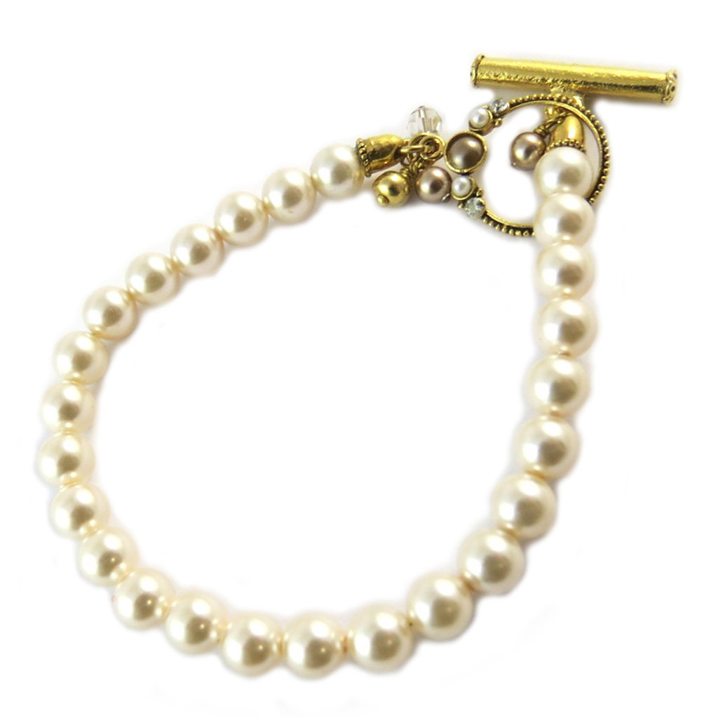 Bracelet artisanal \'Constantinople\' ivoire doré - 18 cm 6 mm - [P1645]
