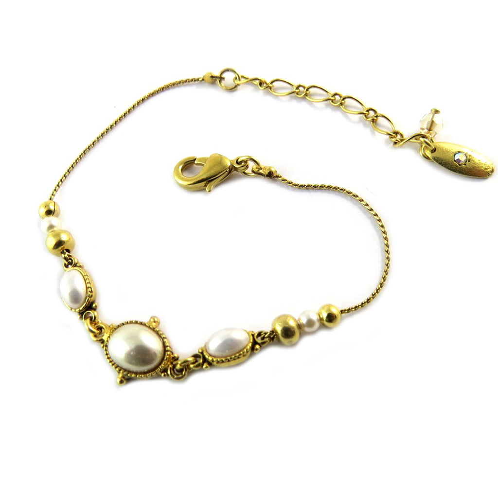 Bracelet artisanal \'Constantinople\' ivoire doré - [P1649]