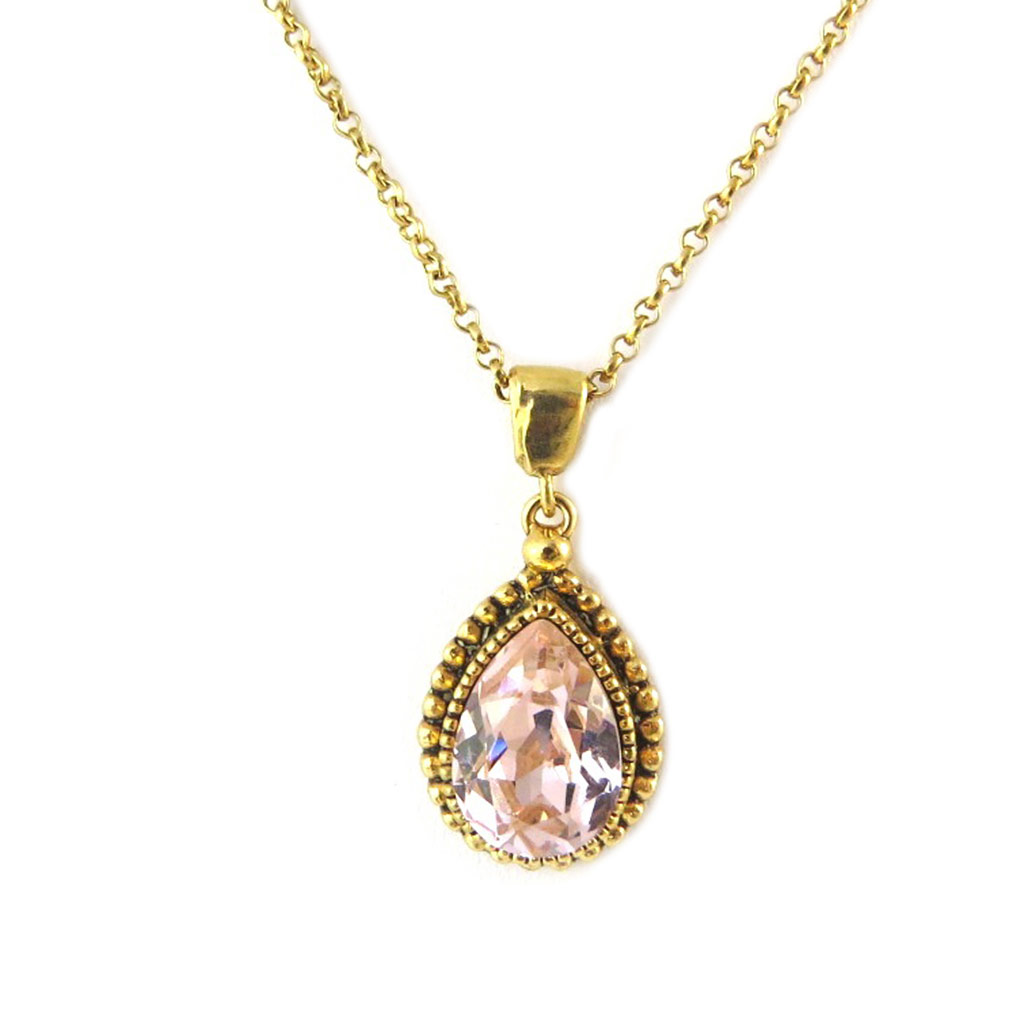 Collier artisanal \'Constantinople\' vieux rose doré - 20x15 mm - [P1659]