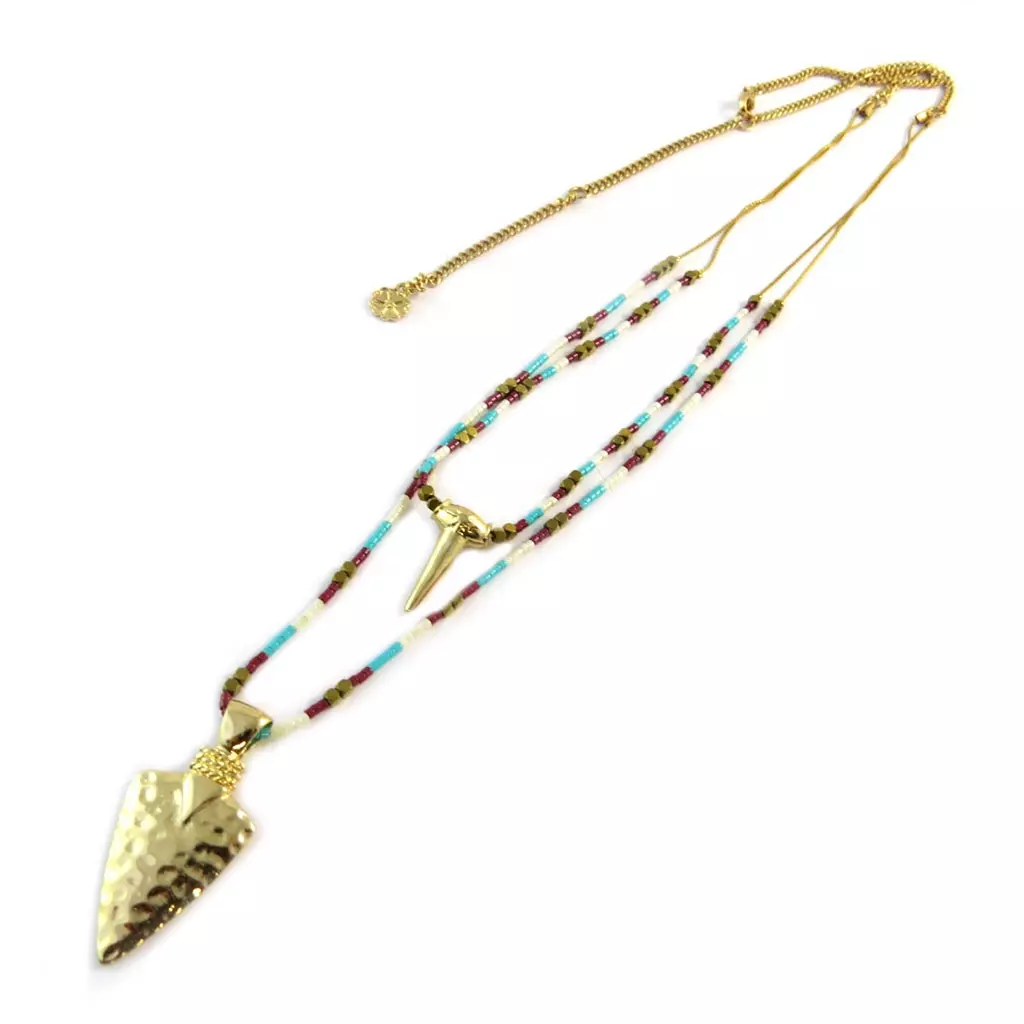 les trésors de lily Collier sautoir artisanal 'Azuni' multicolore doré (fait main) [P1734]