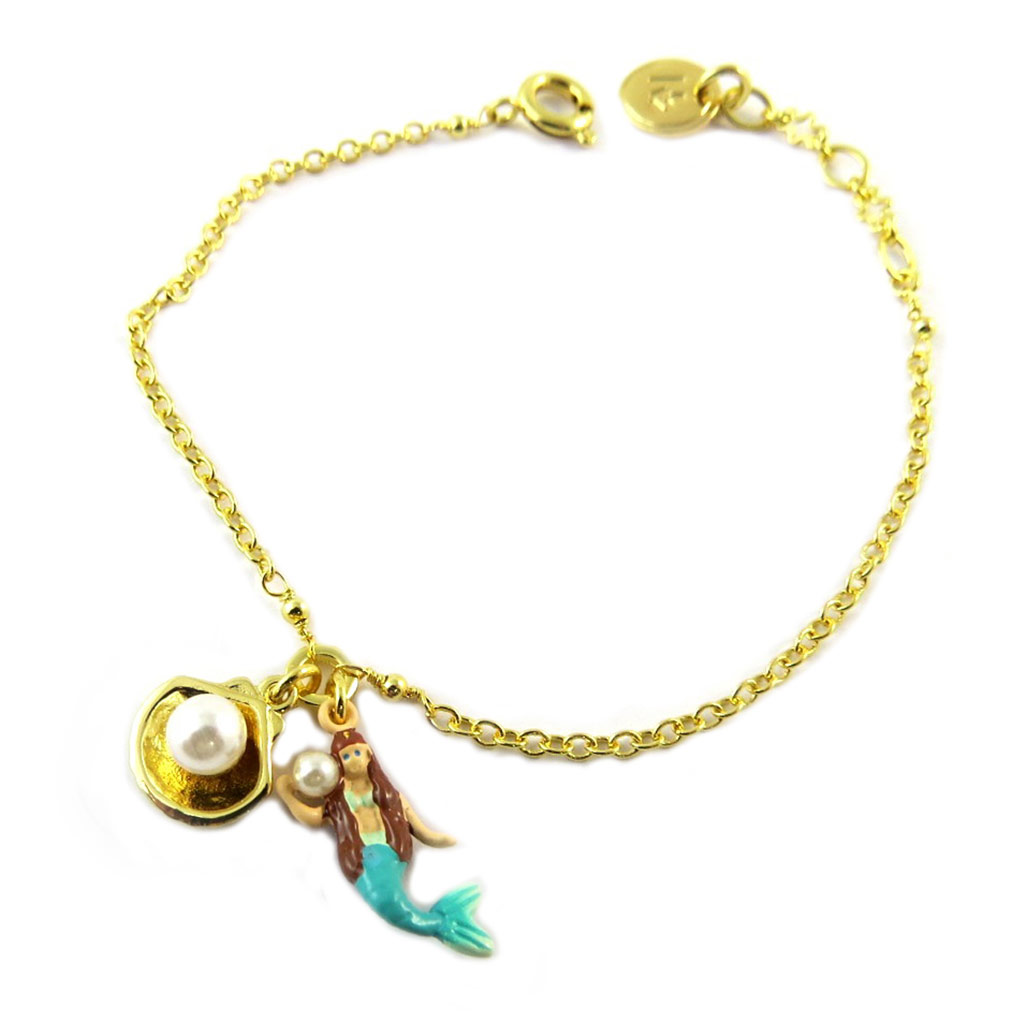Bracelet artisanal \'Monde Merveilleux\' (Sirène) vert doré - [P2013]