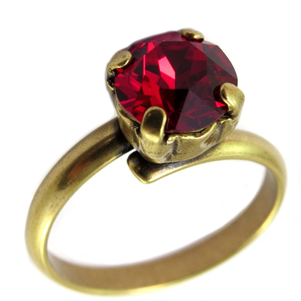 Bague artisanale \'Tsarine\' rouge rubis doré - 8 mm - [P3249]