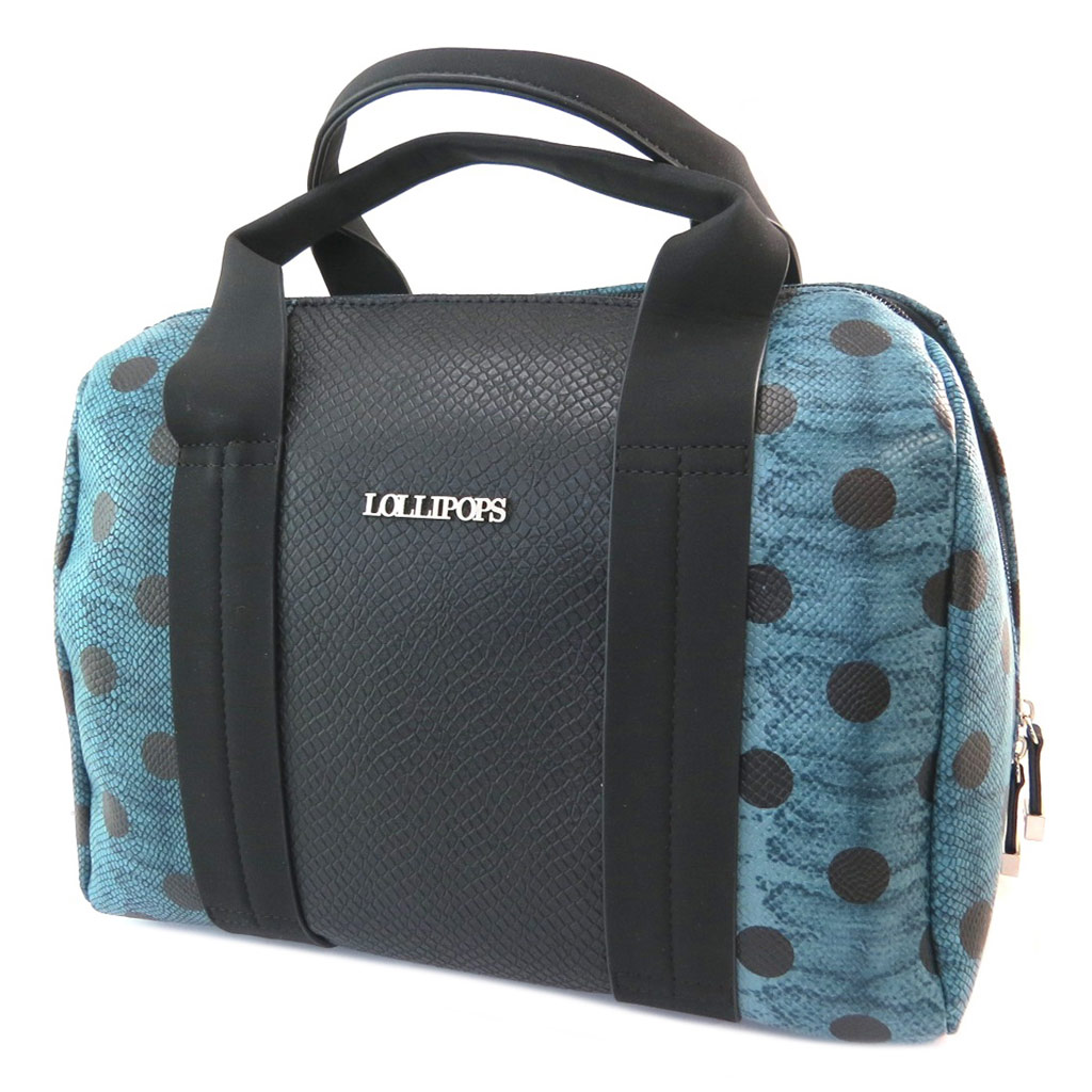 Sac créateur \'Lollipops\' turquoise noir - 30x25x16 cm - [P3502]