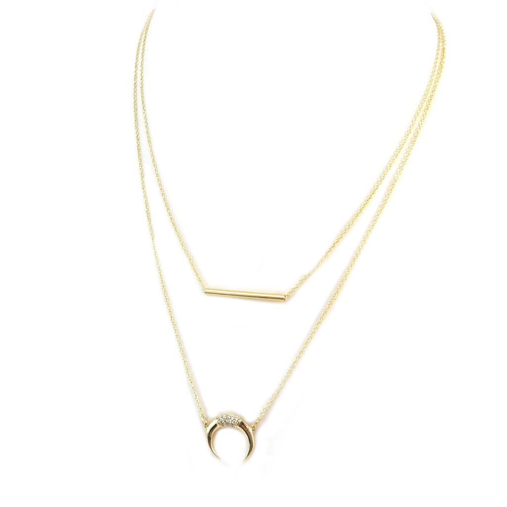 Collier artisanal \'Boho\' doré (2 rangs) - [P3897]