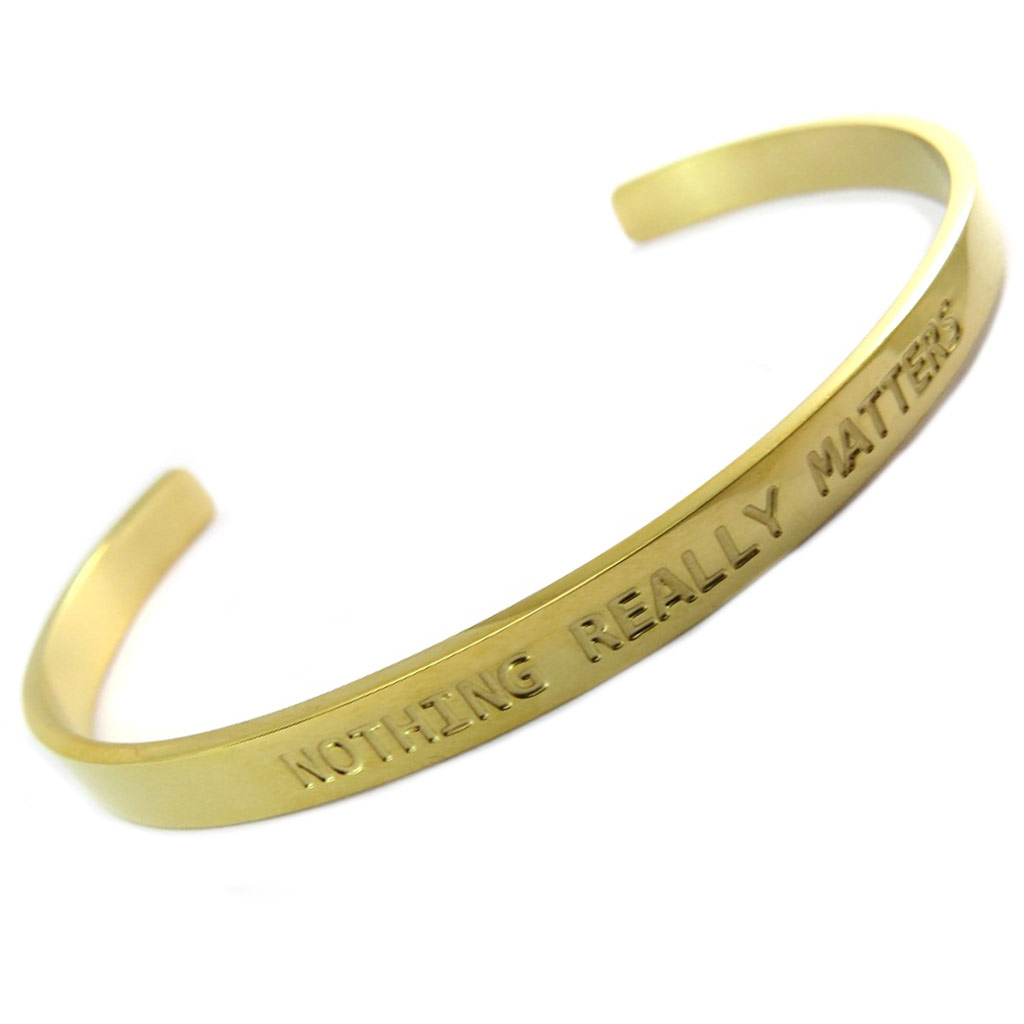 Bracelet artisanal acier \'Messages\' (Nothing really matters) doré - 5 mm - [P3926]