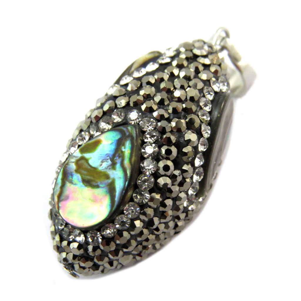 Pendentif artisanal \'Mineralia\' vert gris - 30x15 mm - [P4038]