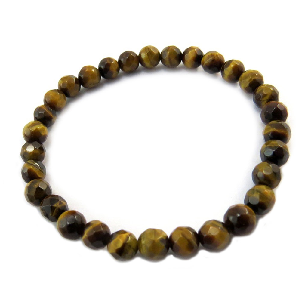 Bracelet créateur \'Minéralia\' oeil de tigre (facettes) - 6 mm - [P4056]