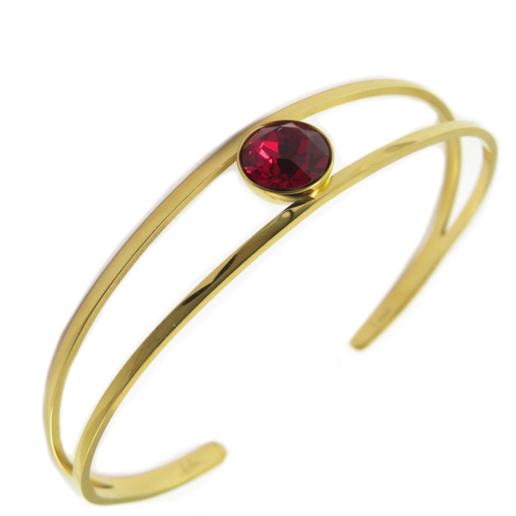 Bracelet artisanal acier \'Bohème\' rouge doré  - [P4109]