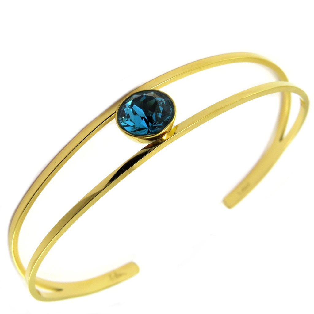 Bracelet artisanal acier \'Bohème\' turquoise doré  - [P4111]