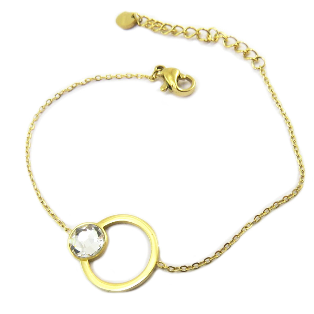 Bracelet artisanal acier \'Bohème\' blanc doré - [P4123]