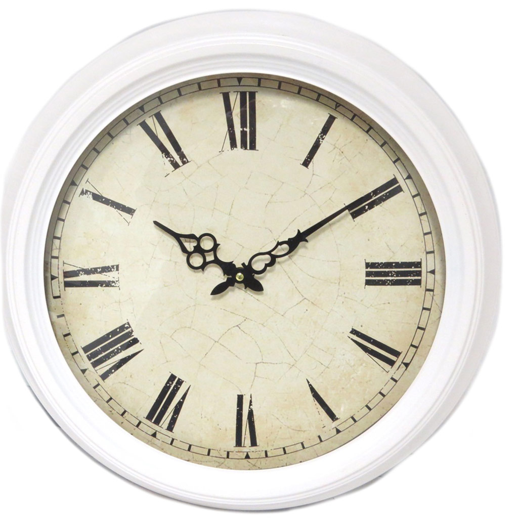 Horloge métal \'Vintage Design\' crème - 47x6 cm - [P4197]